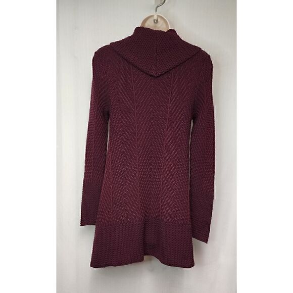 JEANNE PIERRE Women's Cowl Herringbone Tunic Sweater Size Small Color Wine Red - Picture 4 of 5
